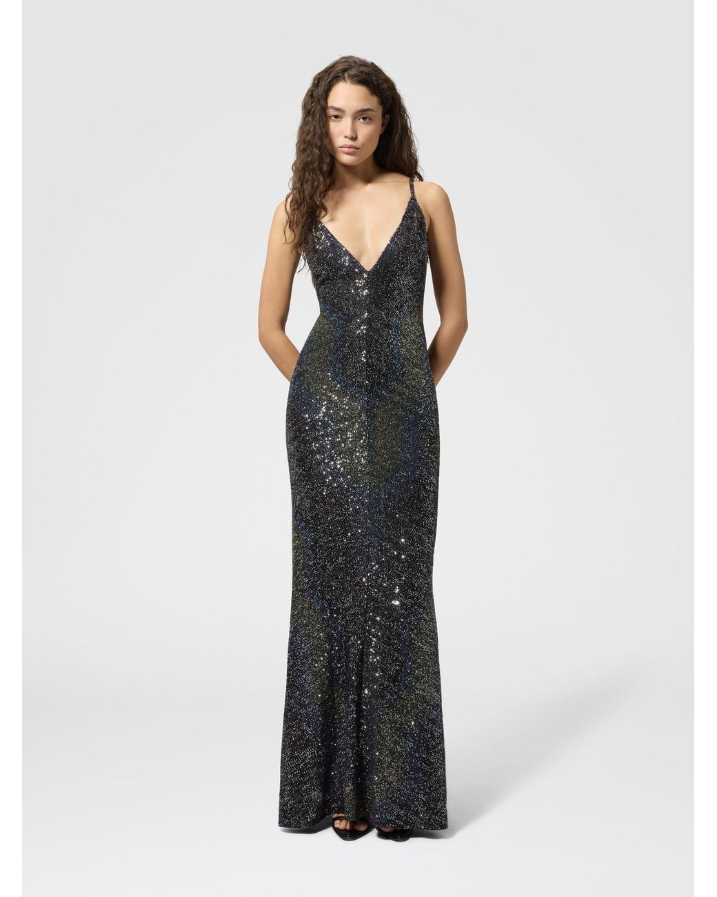 Missoni White Long Dégradé Knit Dress With Sequins