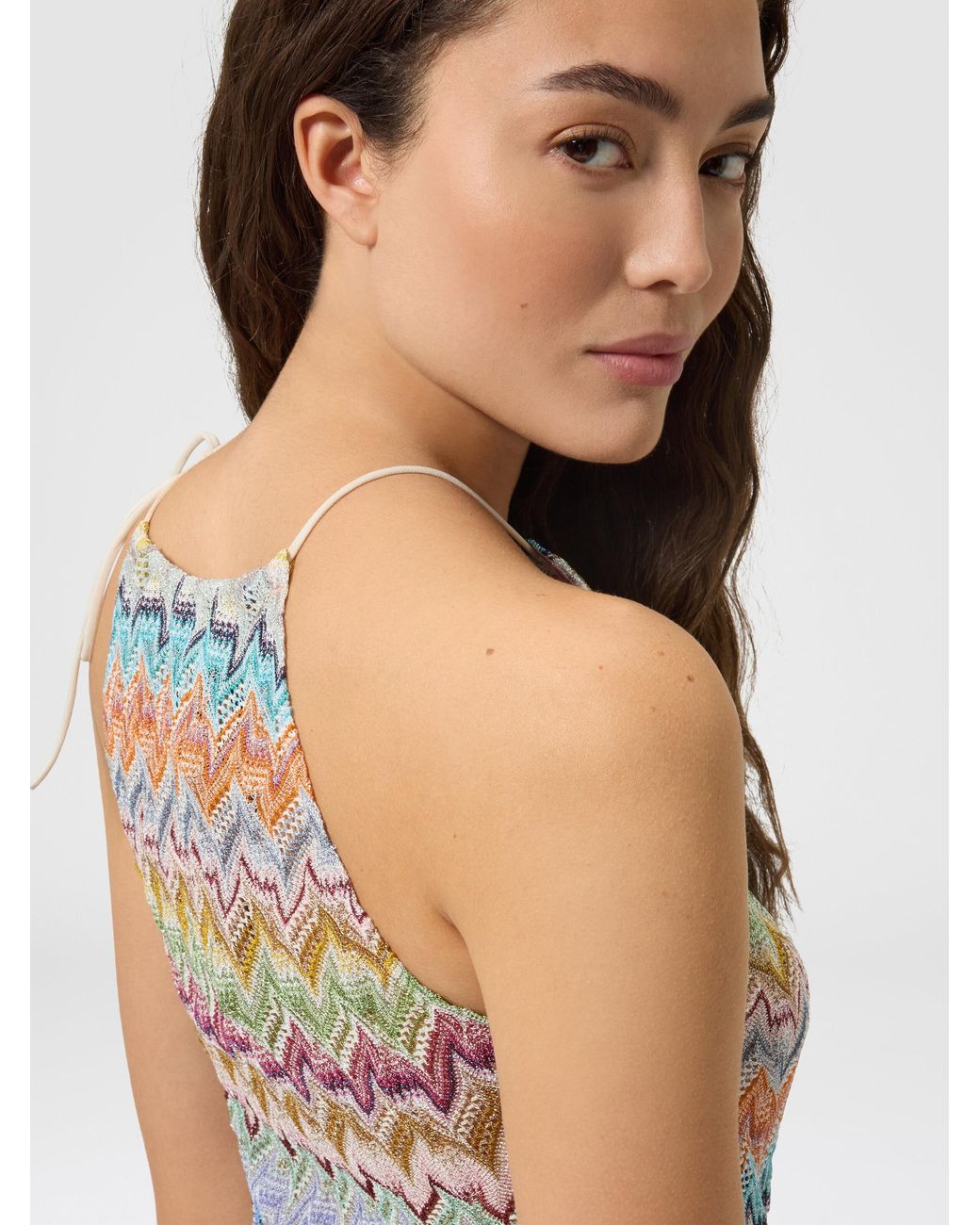 Missoni White Viscose Lamé Top With Thin Straps