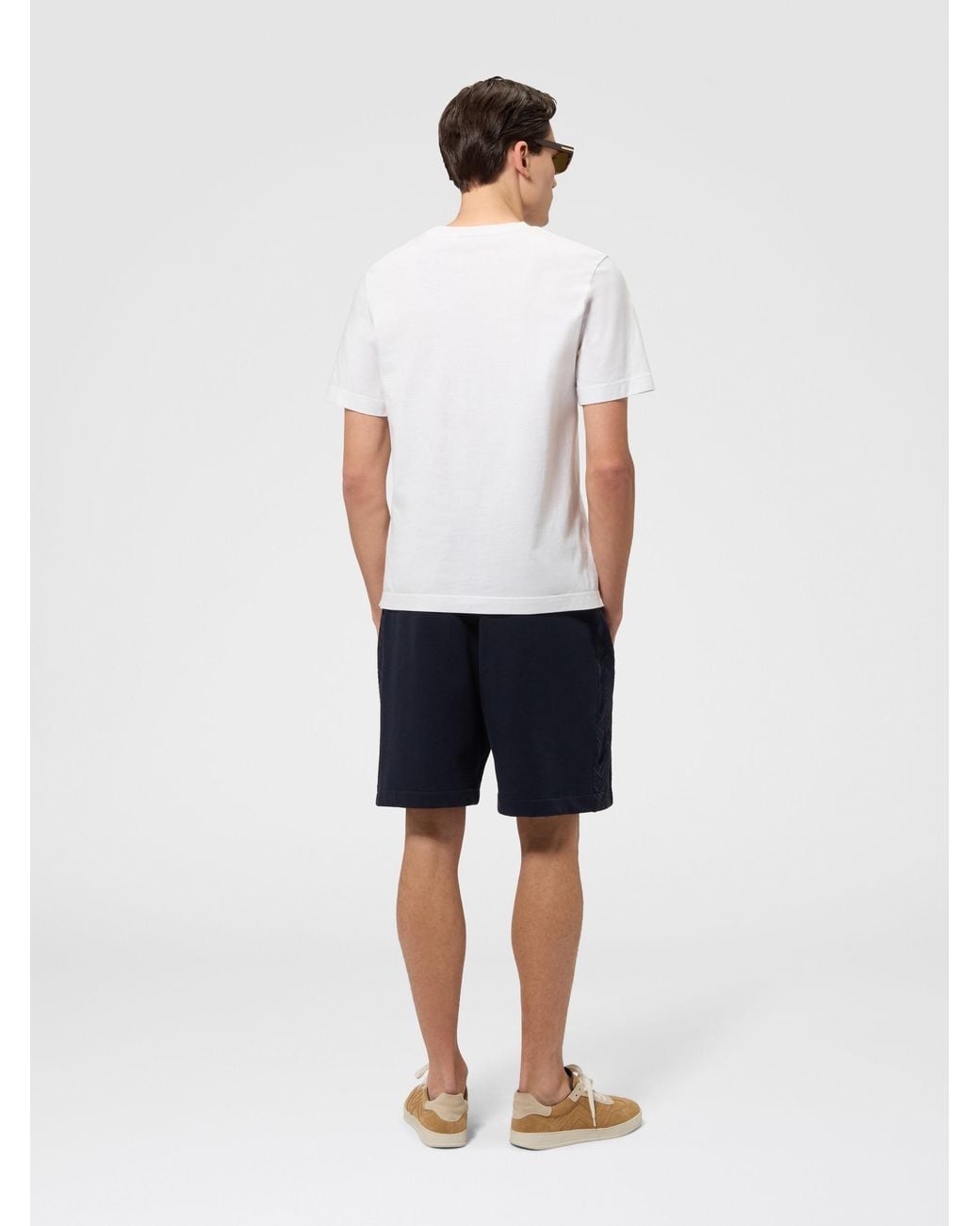Missoni Blue Cotton Fleece Shorts With Knit Inserts for men