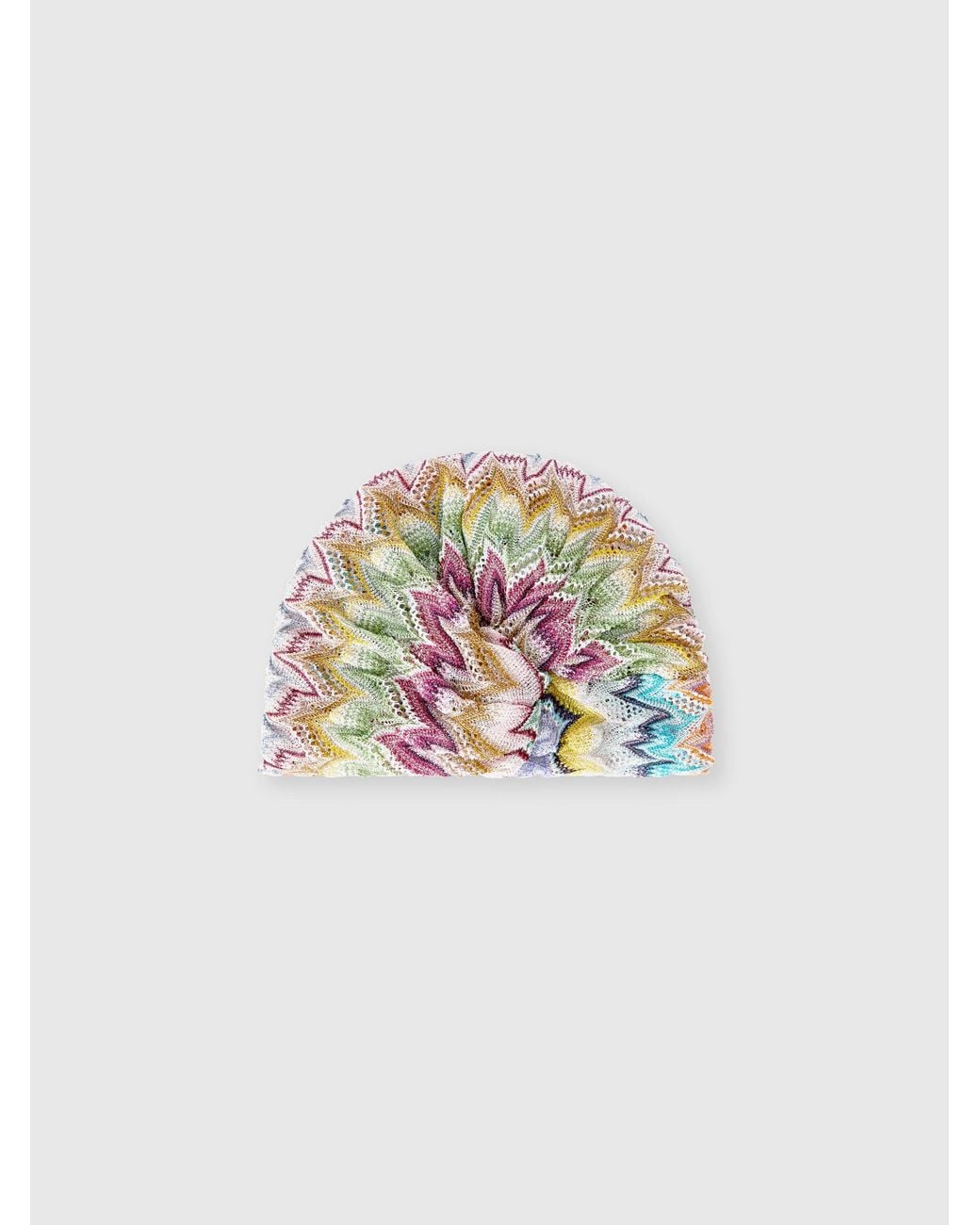 Missoni White Zig Zag Viscose-Blend Lamé Turban