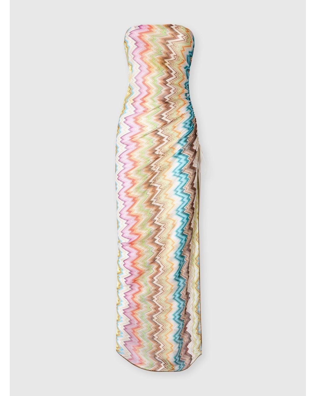 Missoni White Long Cover-Up With Irregular Zig Zag Print
