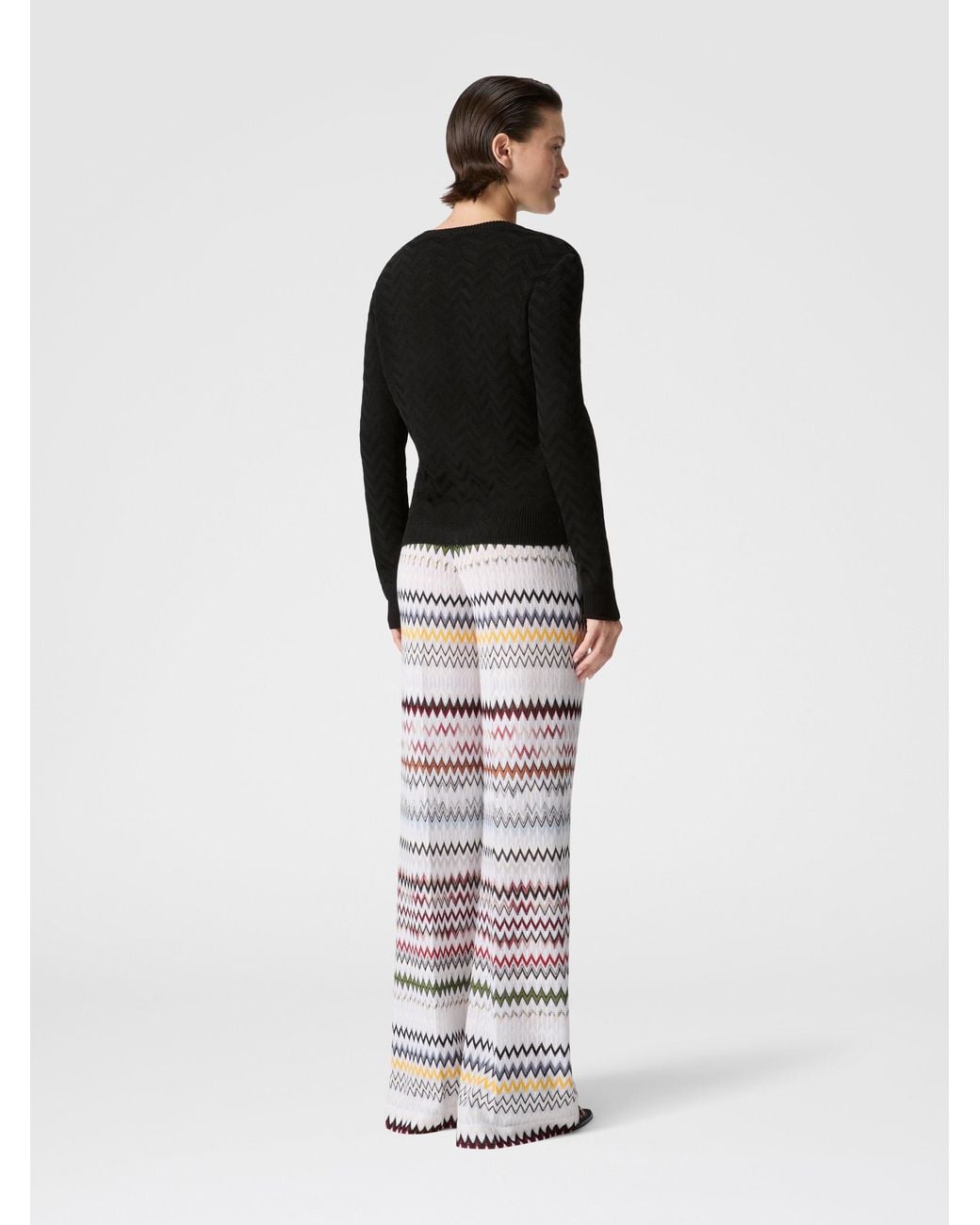 Missoni Black Stretch Chevron Cotton And Viscose Crewneck Sweater