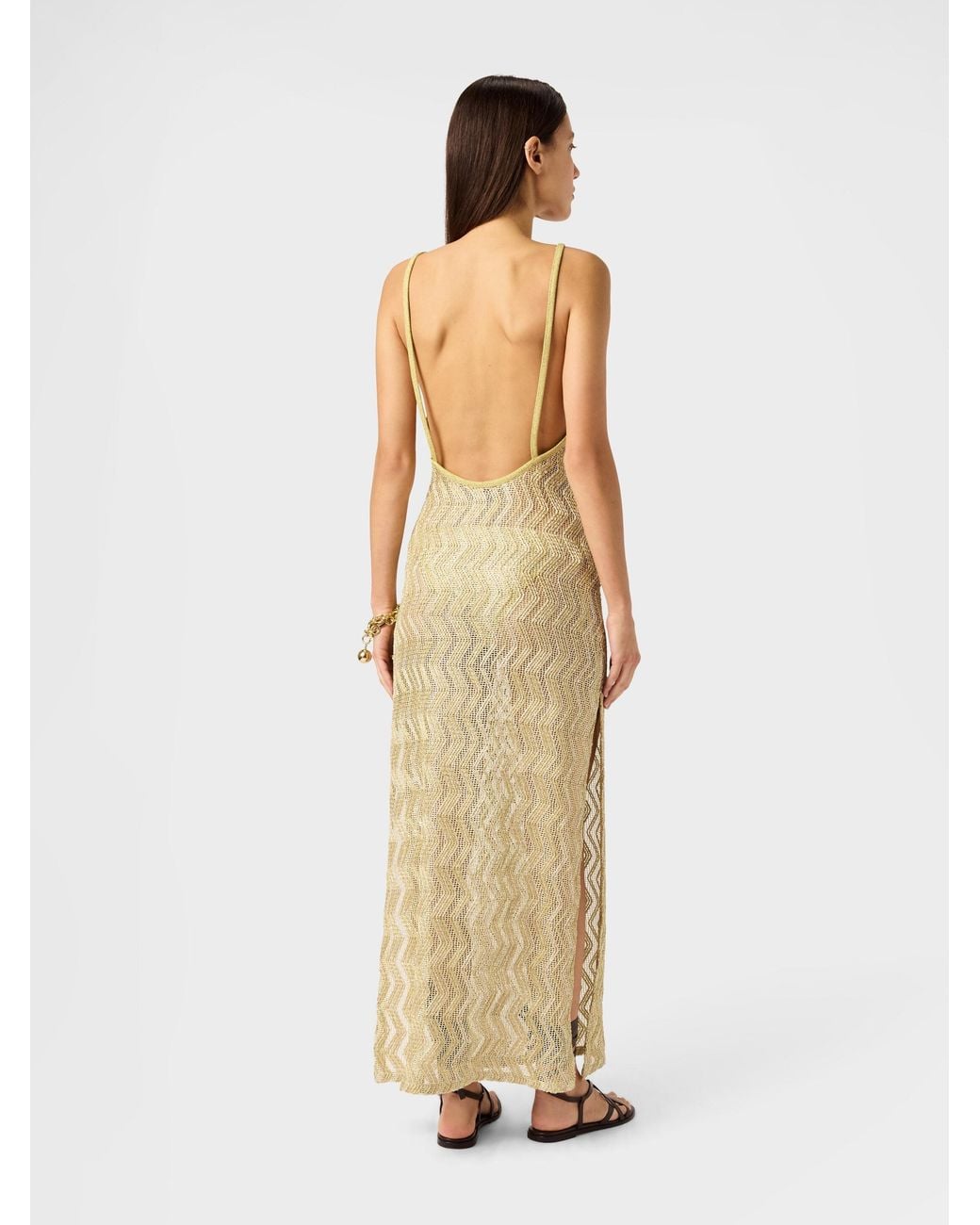 Missoni Metallic Long Mesh Cover-Up With Zigzag Pattern And Sequins