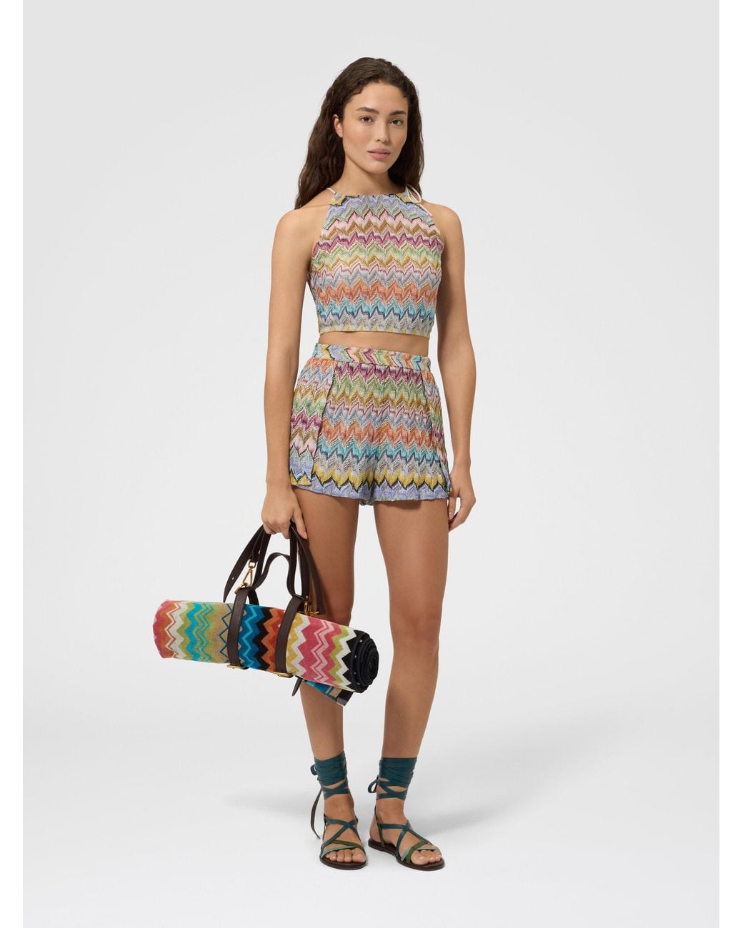 Missoni White Viscose Lamé Cover-Up Shorts