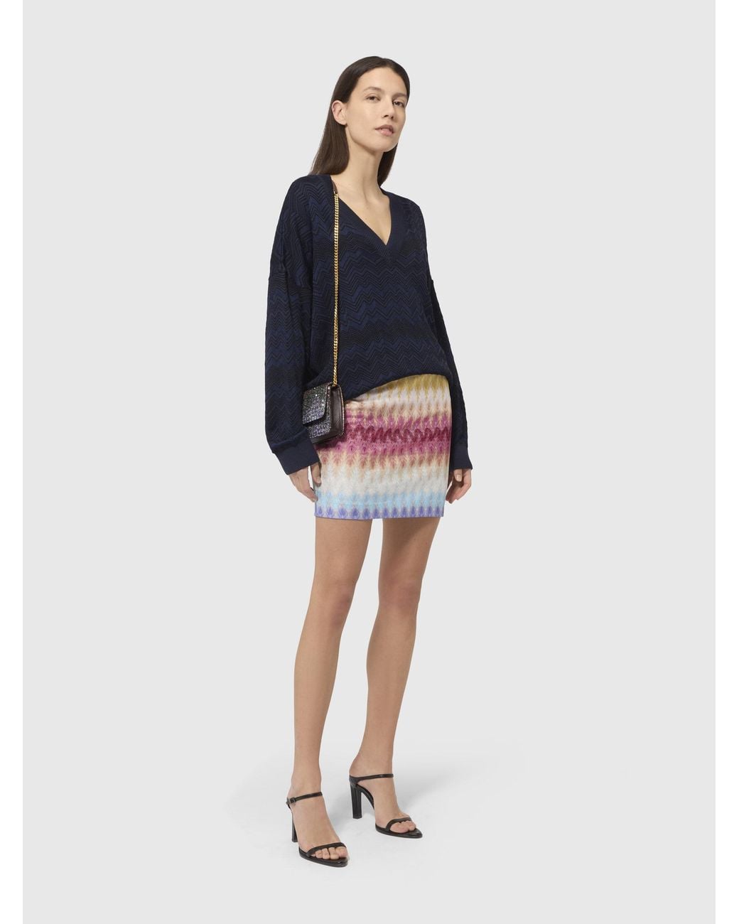 Missoni White Mini Skirt With Dégradé Lace Motif