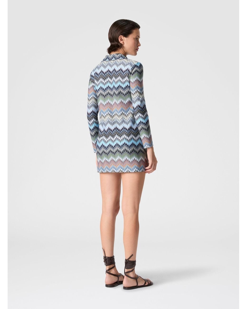Missoni Blue Snake-Pattern Viscose Polo Mini Dress, & Multicoloured