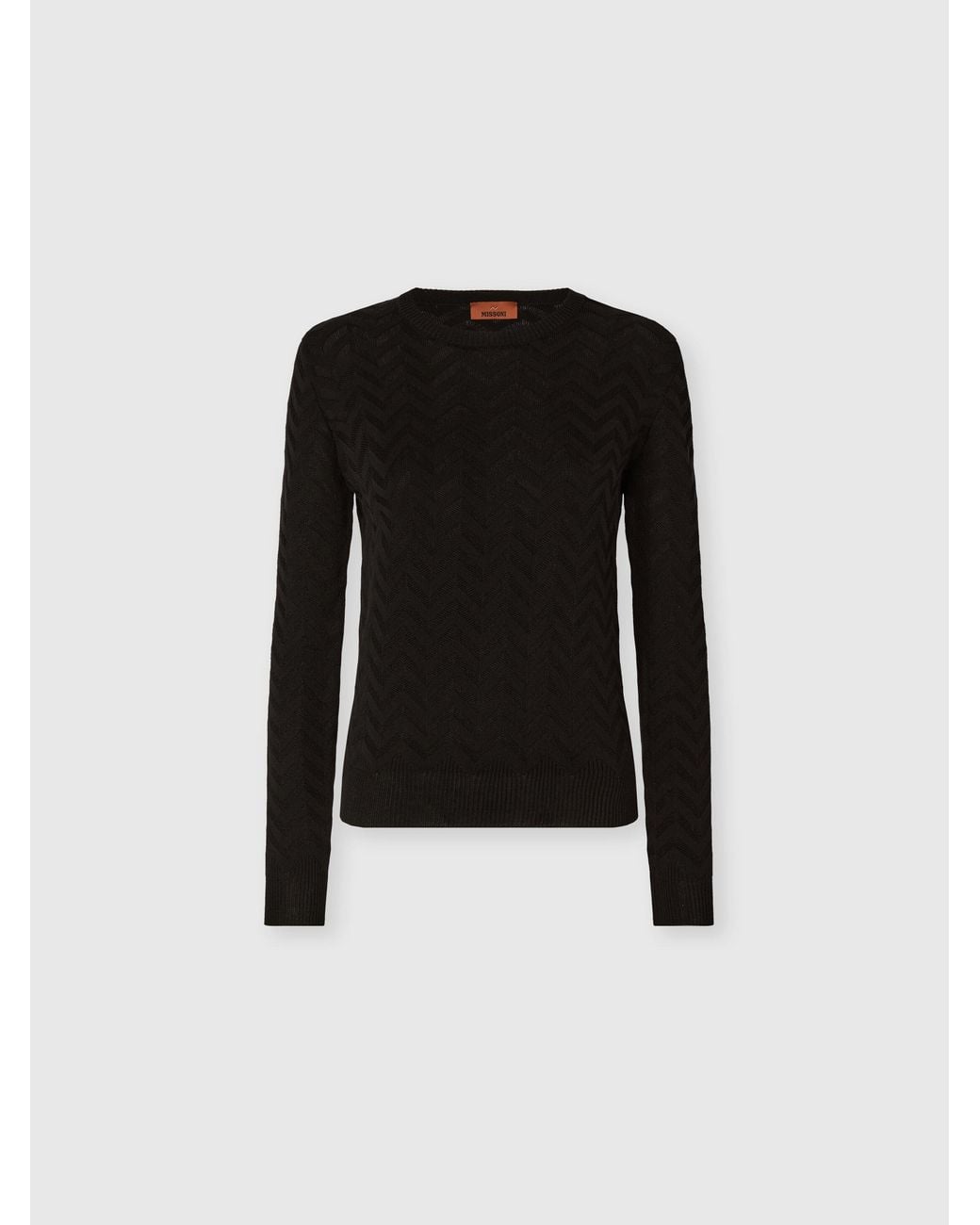 Missoni Black Stretch Chevron Cotton And Viscose Crewneck Sweater