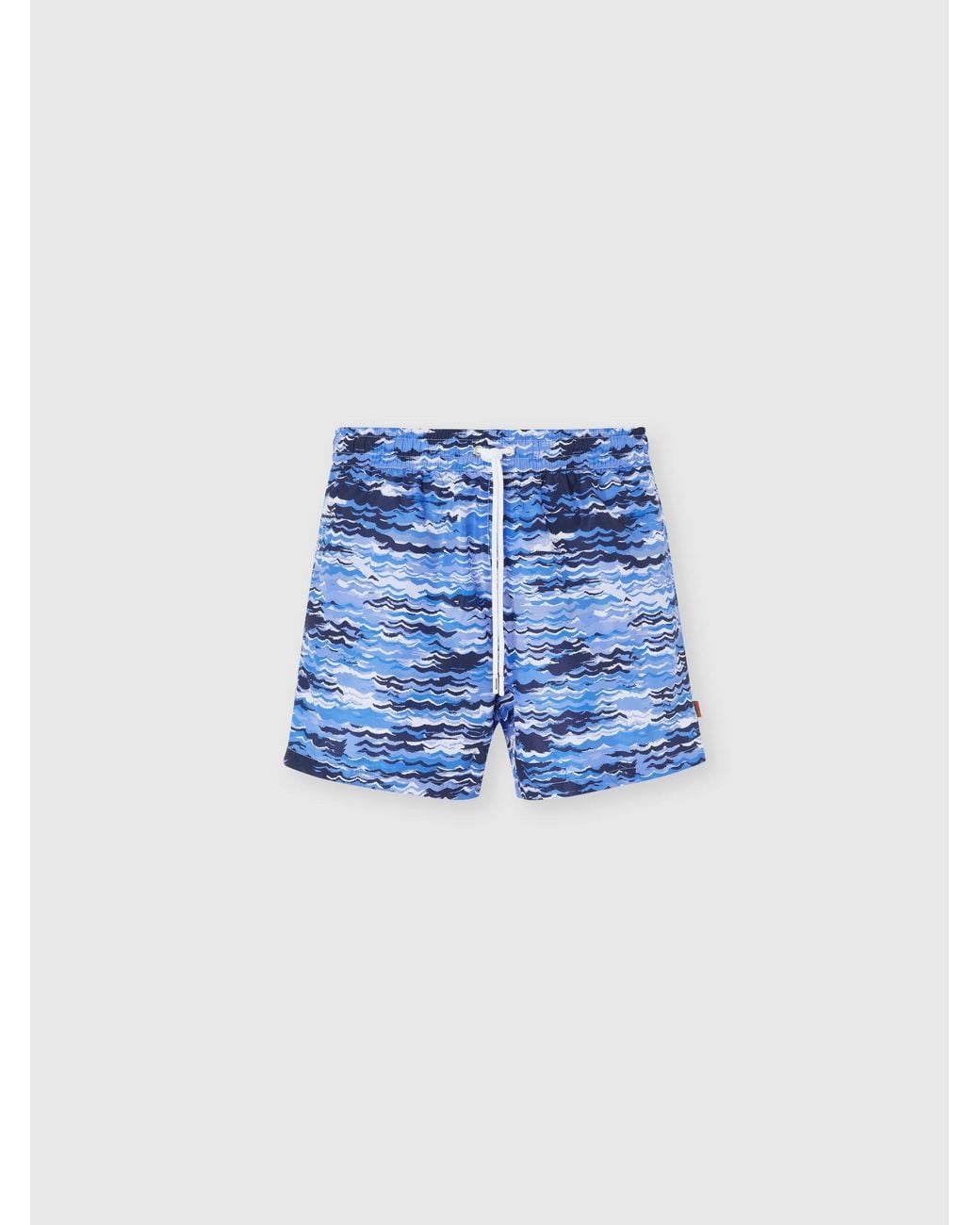 Missoni Blue Mid-Length Swim Shorts With Wave Print for men