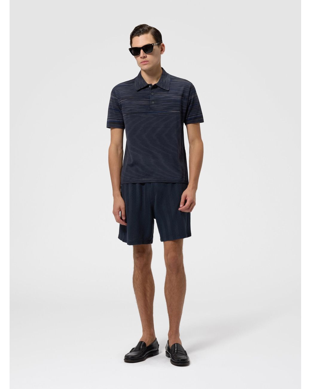 Missoni Blue Space-Dye Mercerized Cotton Polo Shirt for men