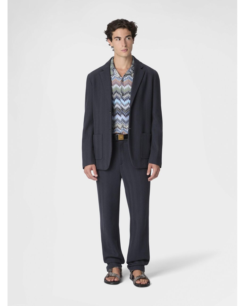 Missoni Blue Single-Breasted Blazer for men