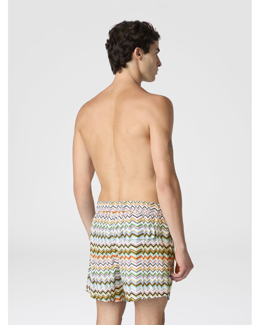 Missoni Multicolor Mid-Length Swim Shorts With Irregular Zigzag Print for men