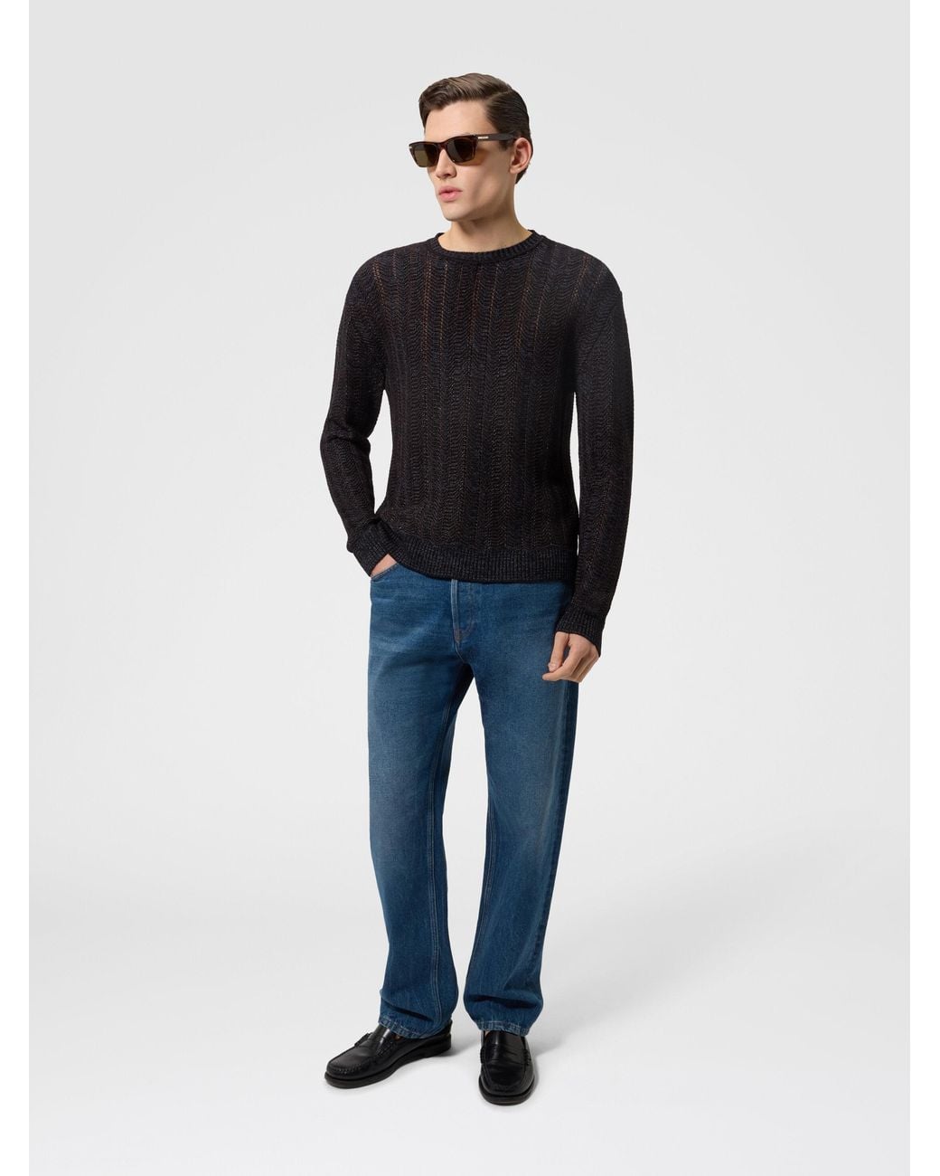 Missoni Black Wool And Viscose-Blend Pullover With Greek Key Motif for men