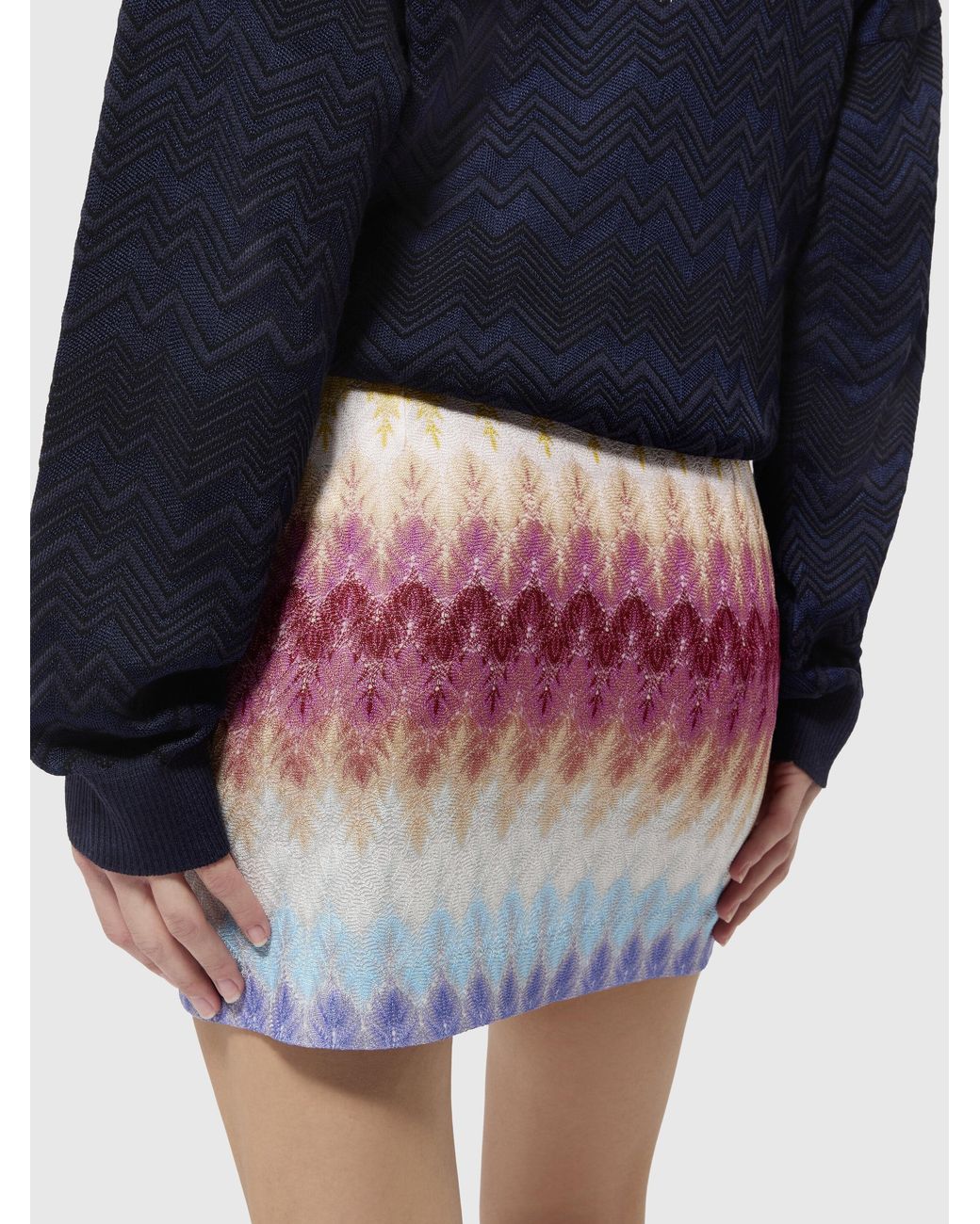 Missoni White Mini Skirt With Dégradé Lace Motif