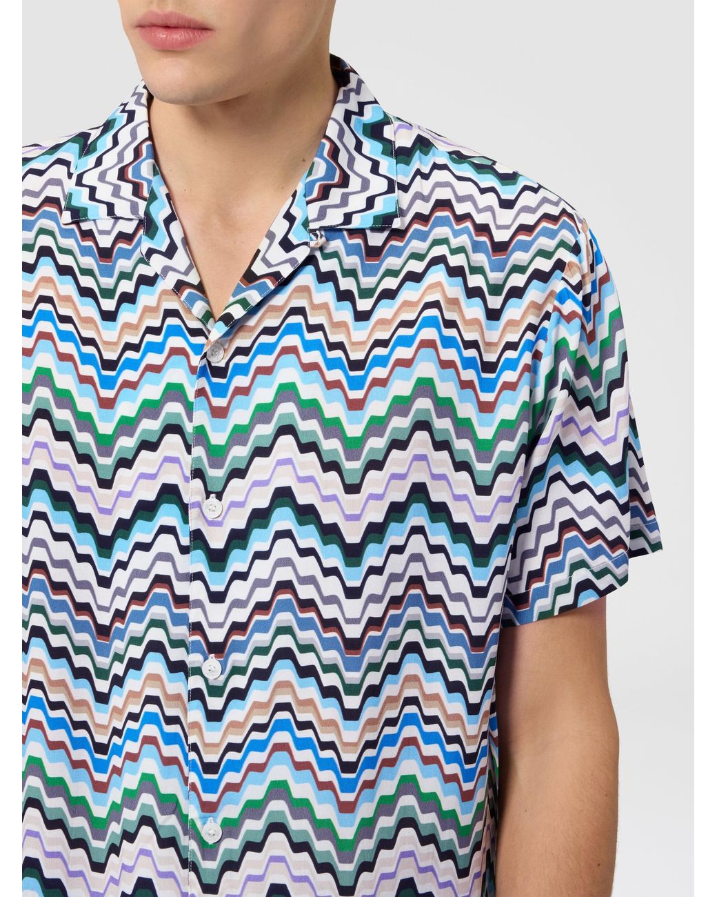 Missoni White Short-Sleeve Viscose Bowling Shirt for men