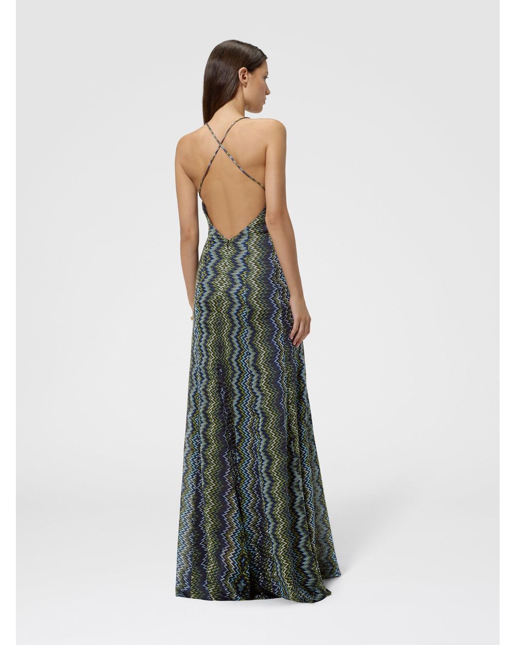 Missoni Blue Long Viscose Dress With Snake Motif