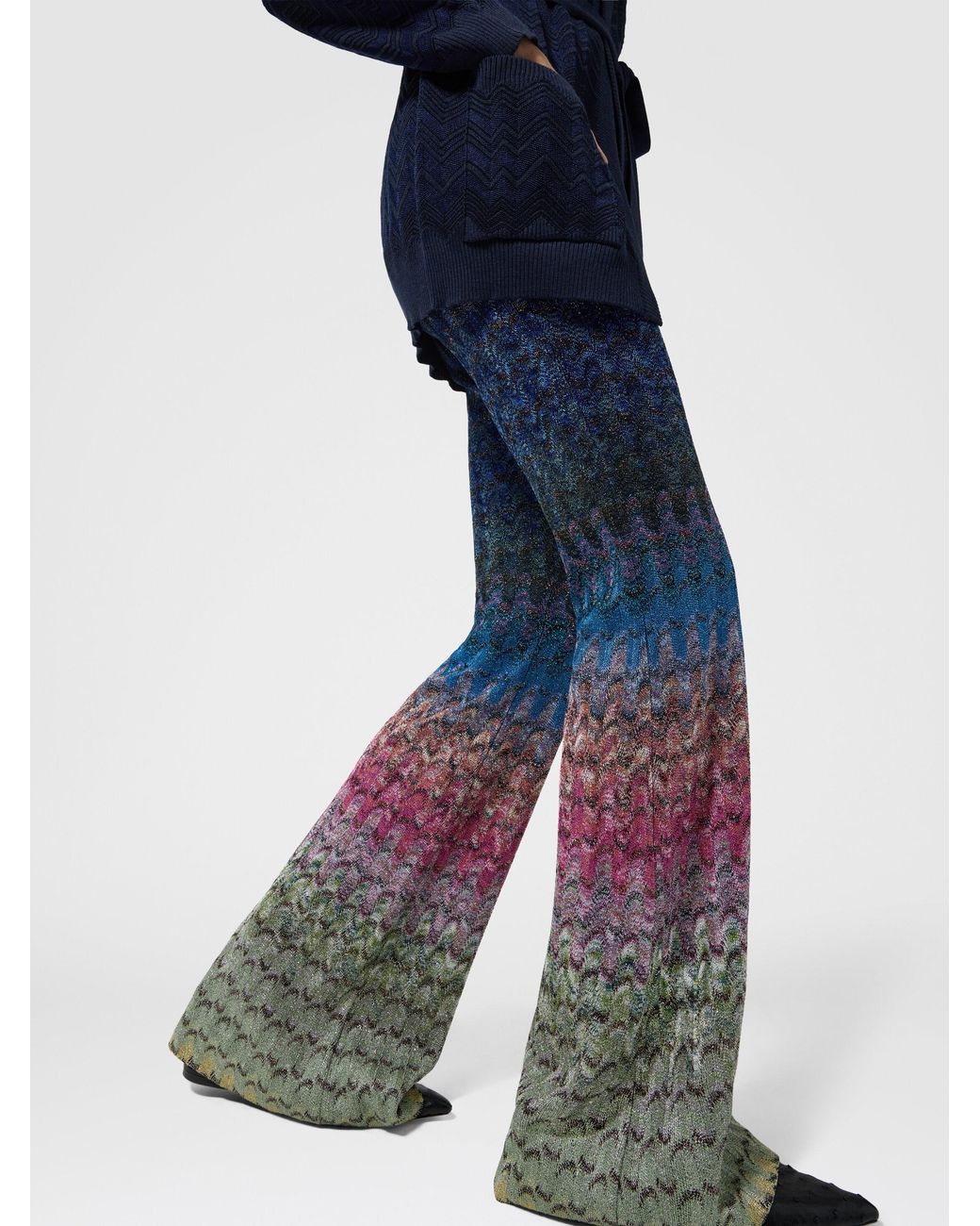 Missoni Blue Dégradé Viscose Lamé Flare Trousers