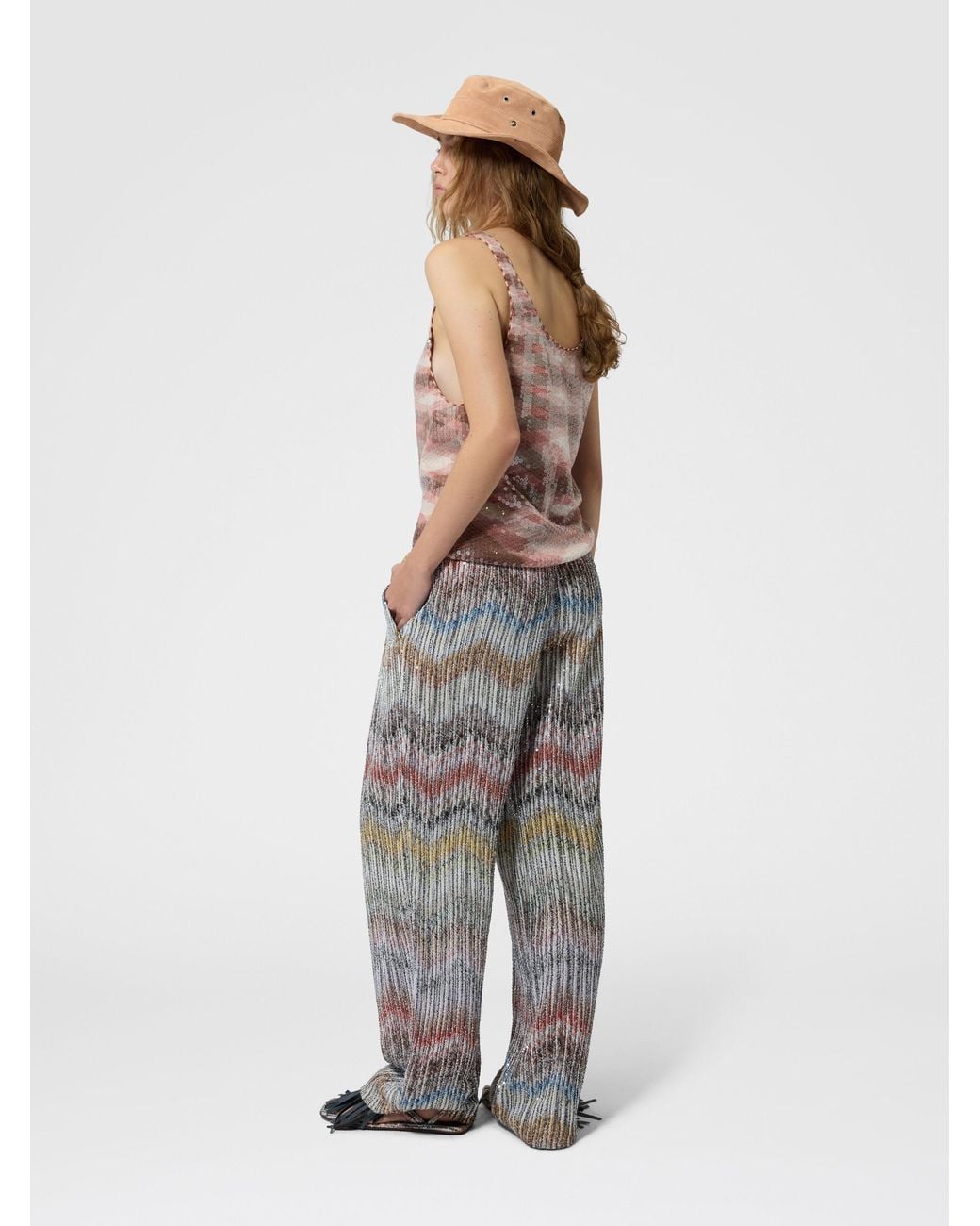 Missoni Pink Space-Dye Knit And Sequin Tank Top