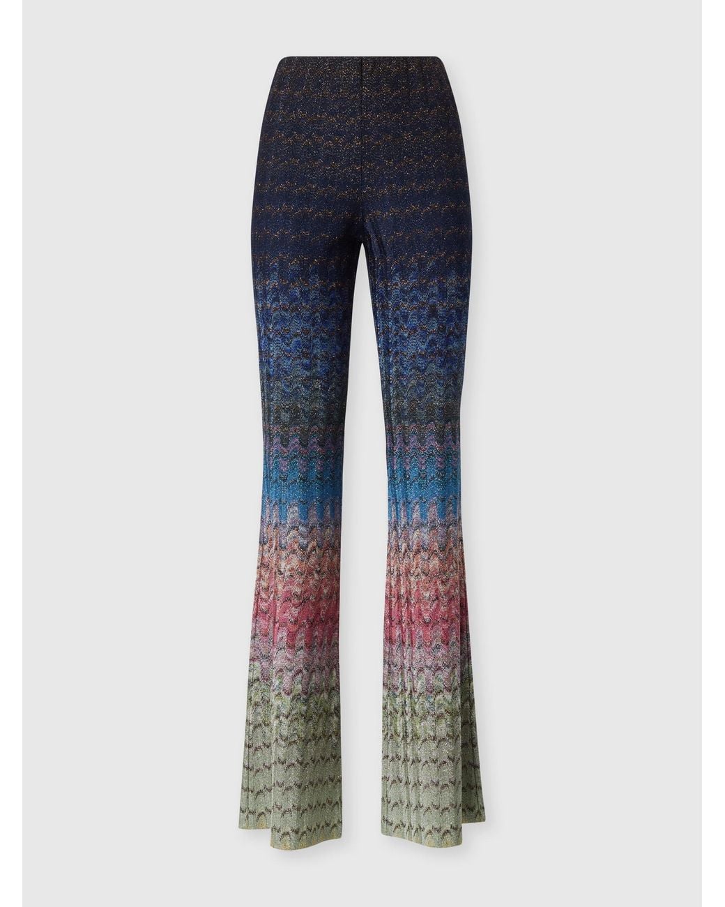 Missoni Blue Dégradé Viscose Lamé Flare Trousers