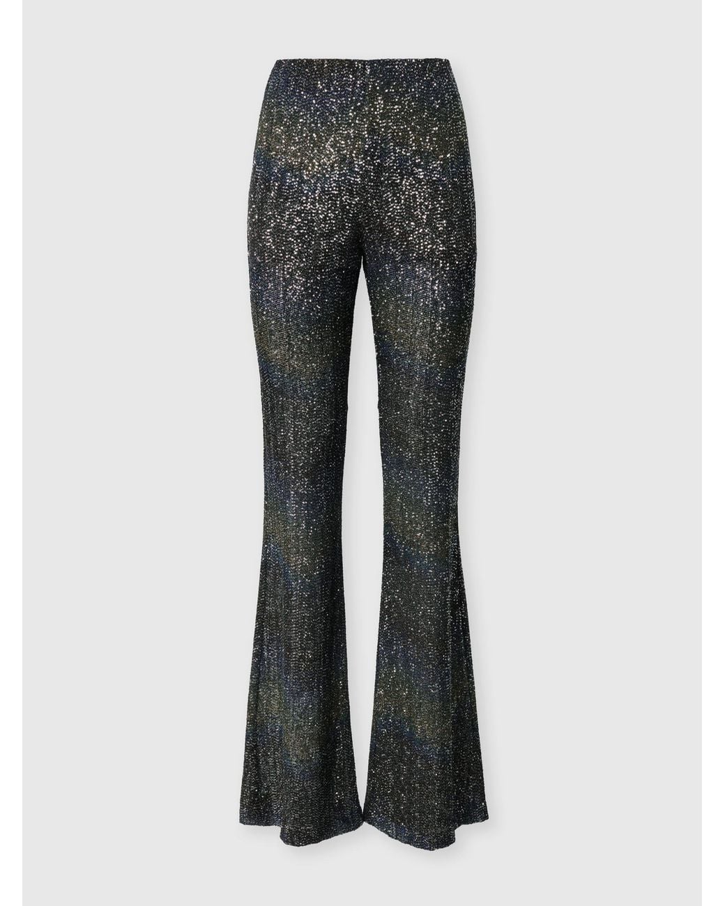 Missoni Gray Flare Trousers With Woven Greek Key Motif