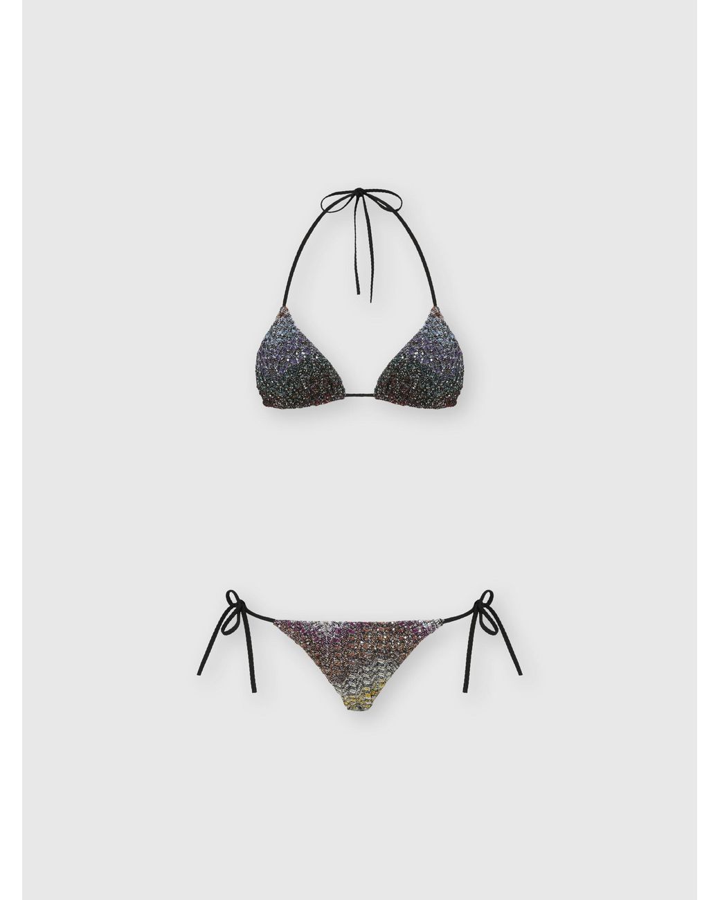 Missoni White Mixed Viscose Lamé Bikini With Sequins