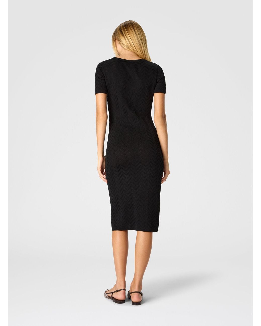 Missoni Black Chevron Cotton And Viscose Longuette Dress