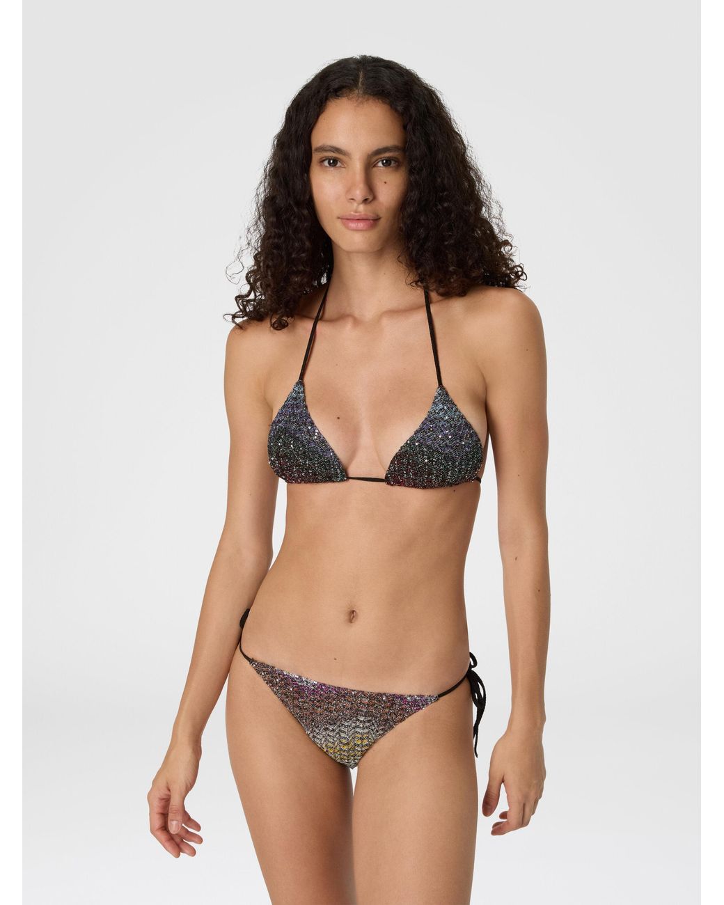 Missoni White Mixed Viscose Lamé Bikini With Sequins
