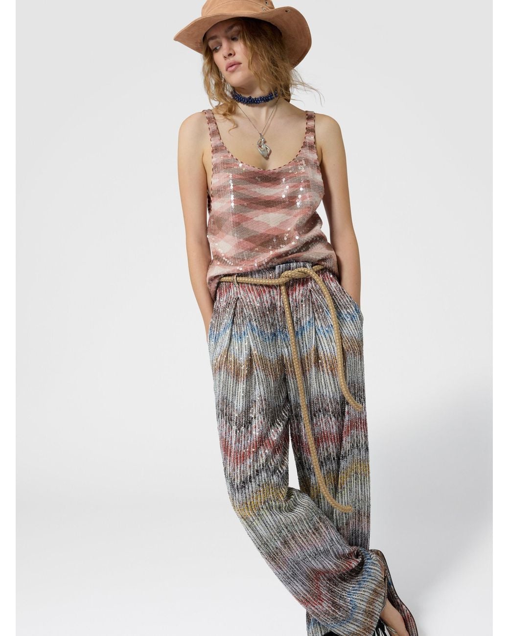 Missoni Gray Relaxed-Fit Trousers With Pleats