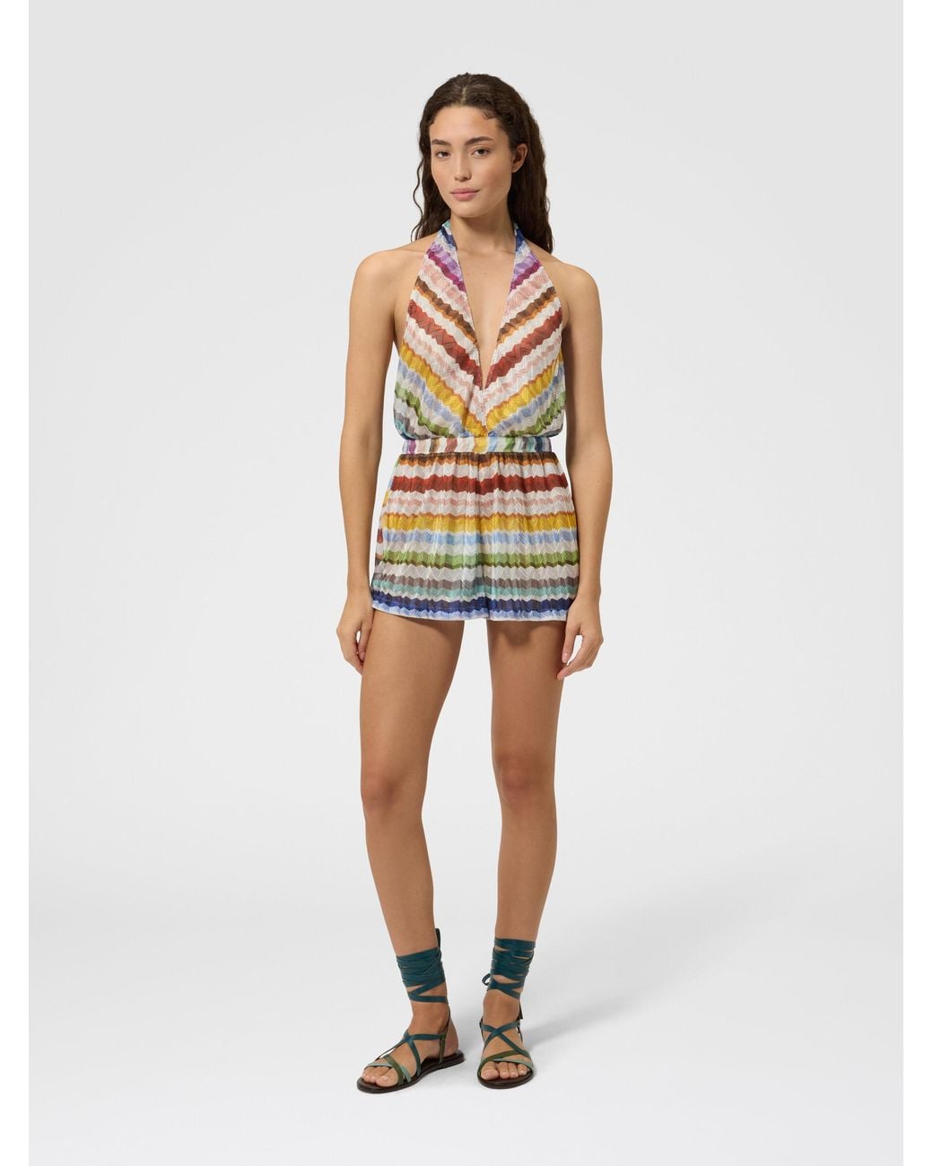Missoni White Short Zig Zag Tulle Cover-Up Jumpsuit