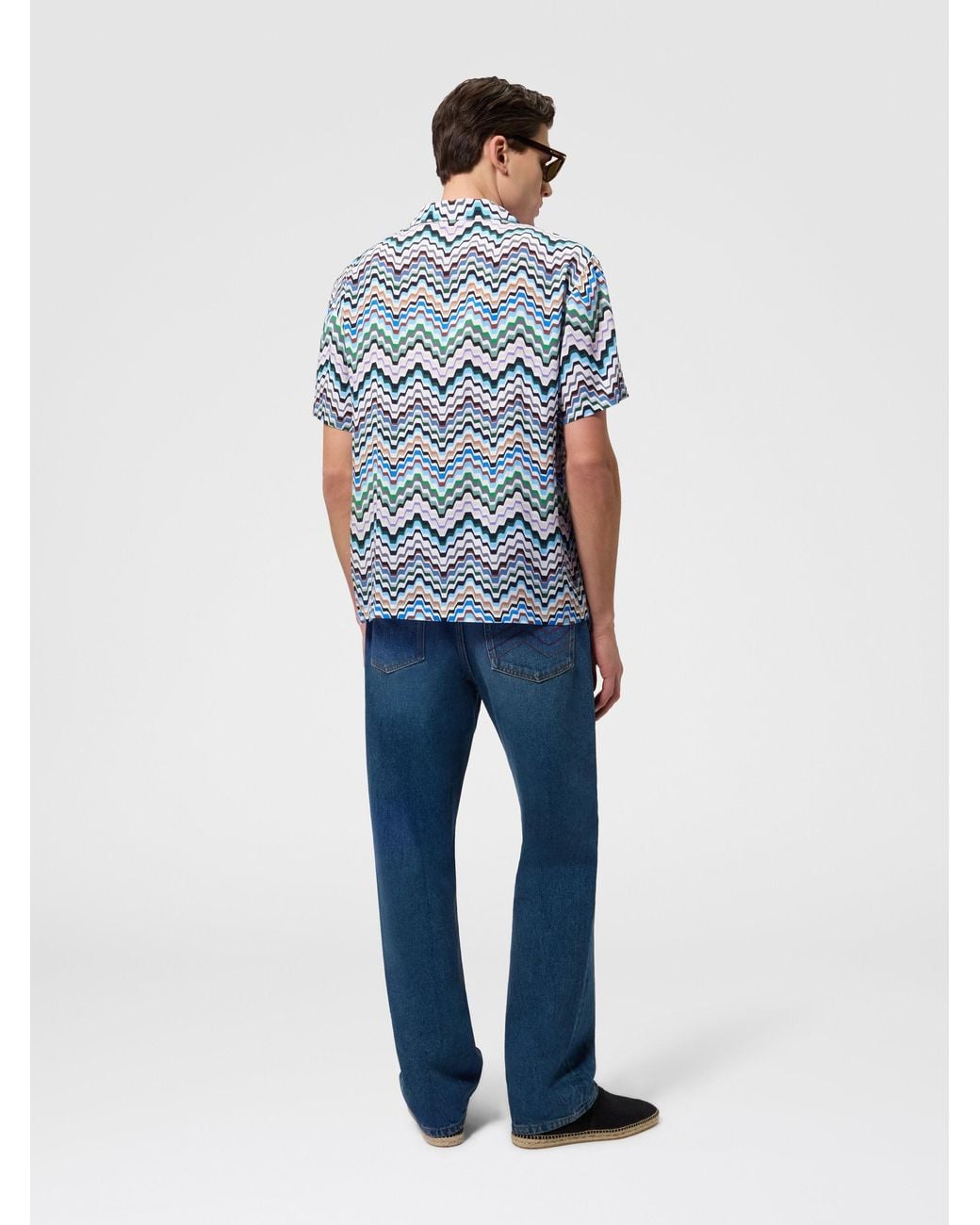 Missoni White Short-Sleeve Viscose Bowling Shirt for men