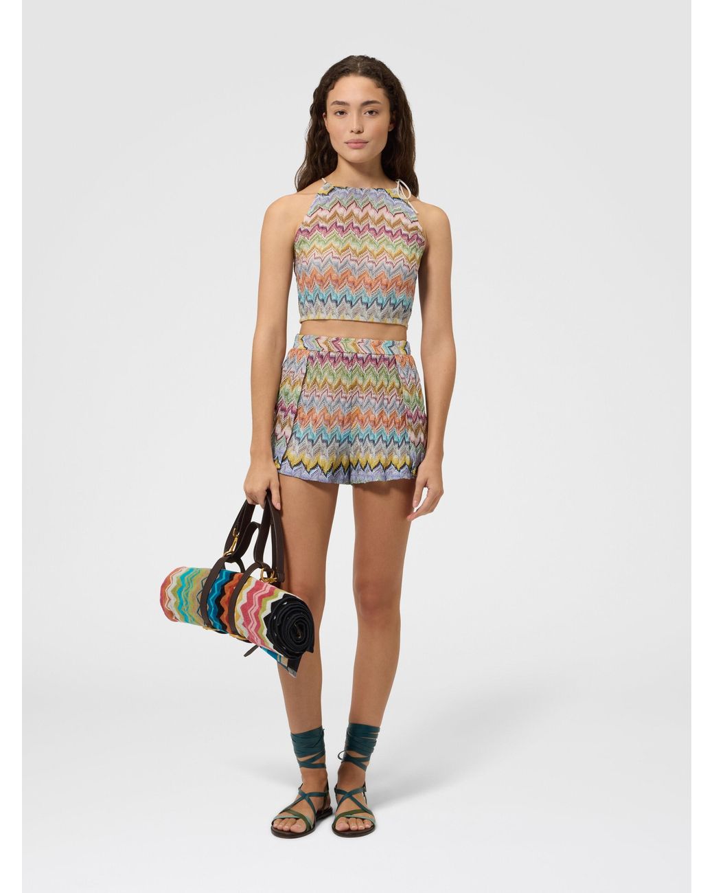 Missoni White Viscose Lamé Top With Thin Straps