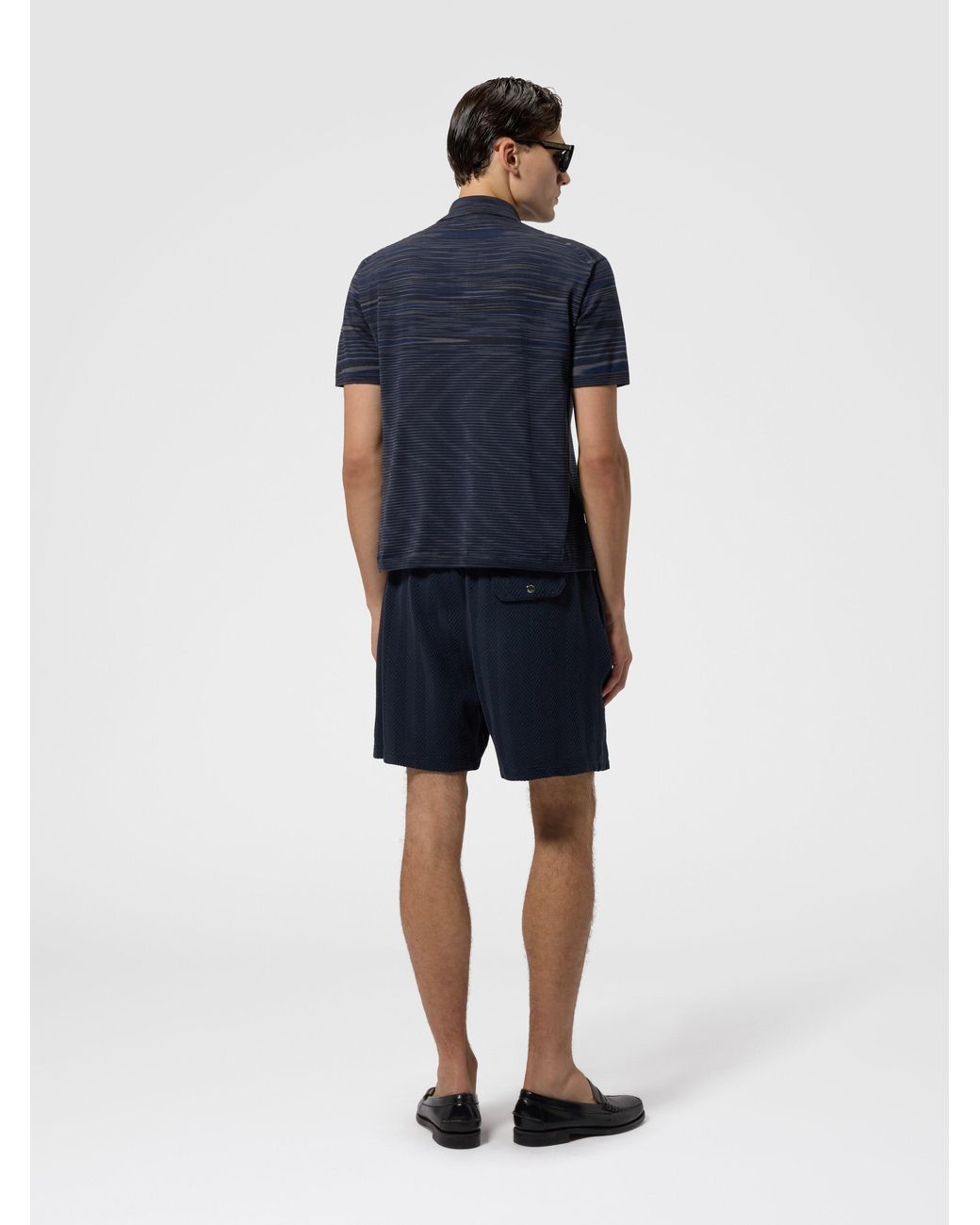 Missoni Blue Space-Dye Mercerized Cotton Polo Shirt for men