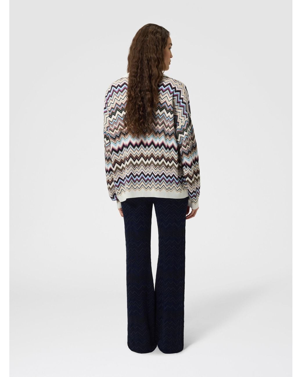 Missoni White Oversized Wool And Viscose Zig Zag Cardigan