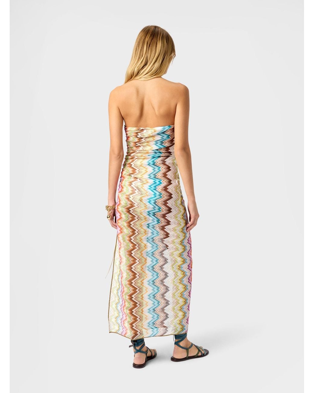 Missoni White Long Cover-Up With Irregular Zig Zag Print