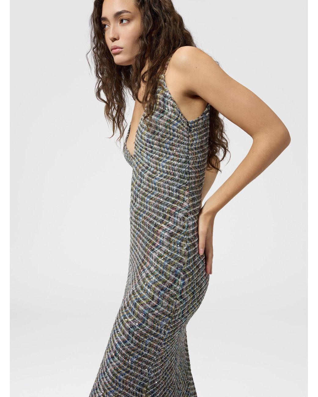Missoni White Long Dress With Open Back And Sequins