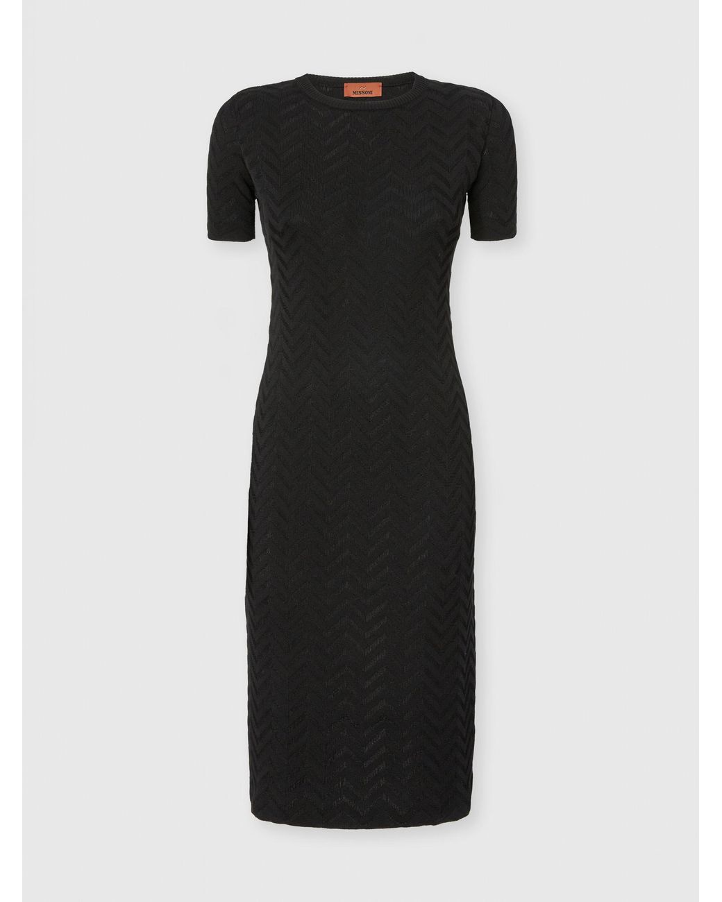 Missoni Black Chevron Cotton And Viscose Longuette Dress