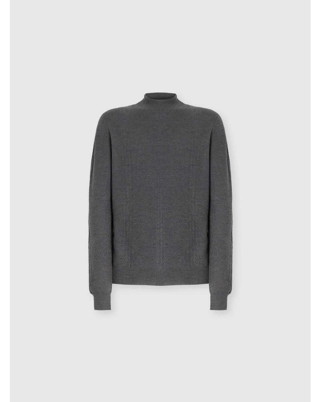 Missoni Blue High-Neck Sweater With Tone-On-Tone Chevron Pattern for men