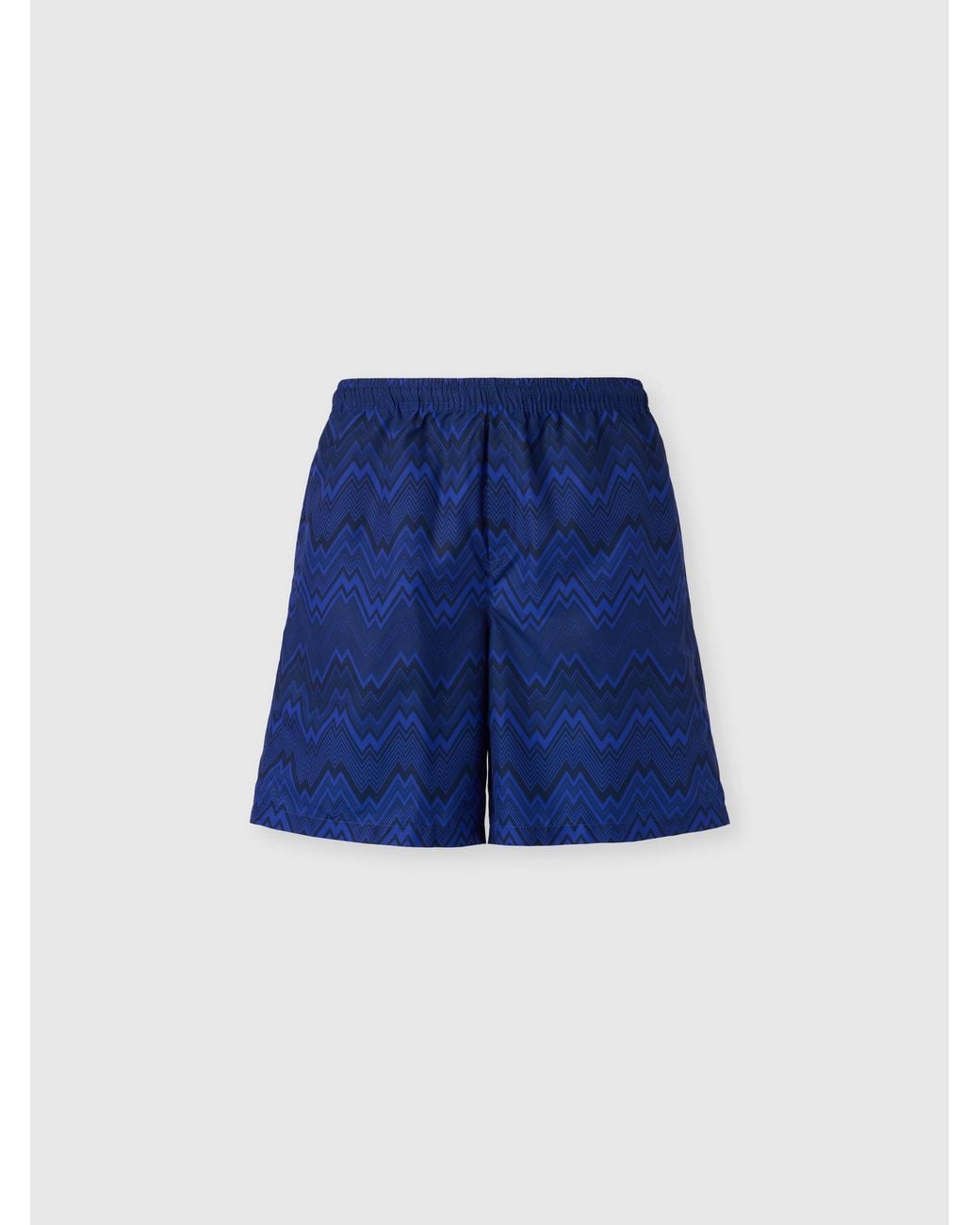 Missoni Blue Long Swim Shorts With Zig Zag Print for men