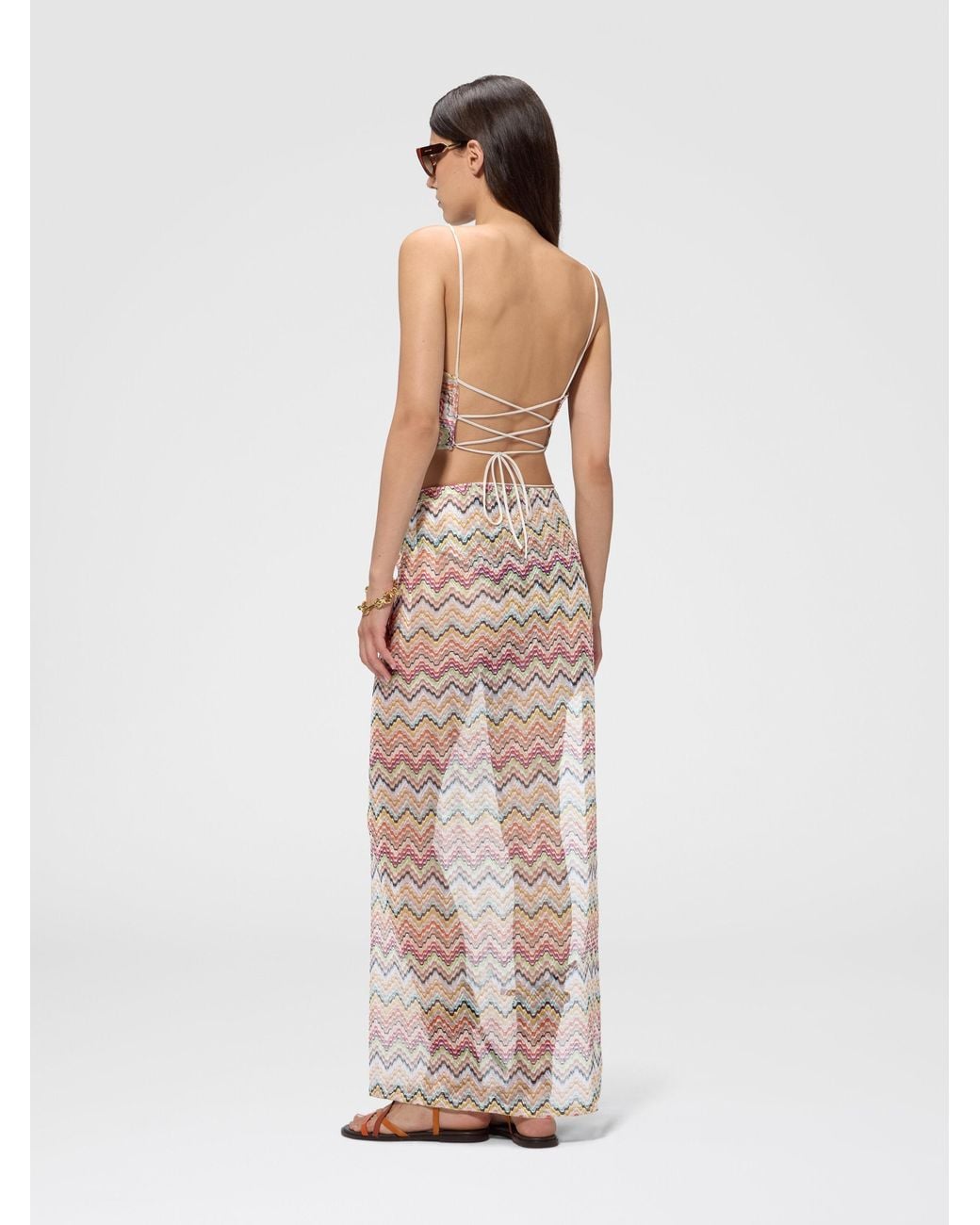 Missoni Natural Long Pareo Skirt With Print