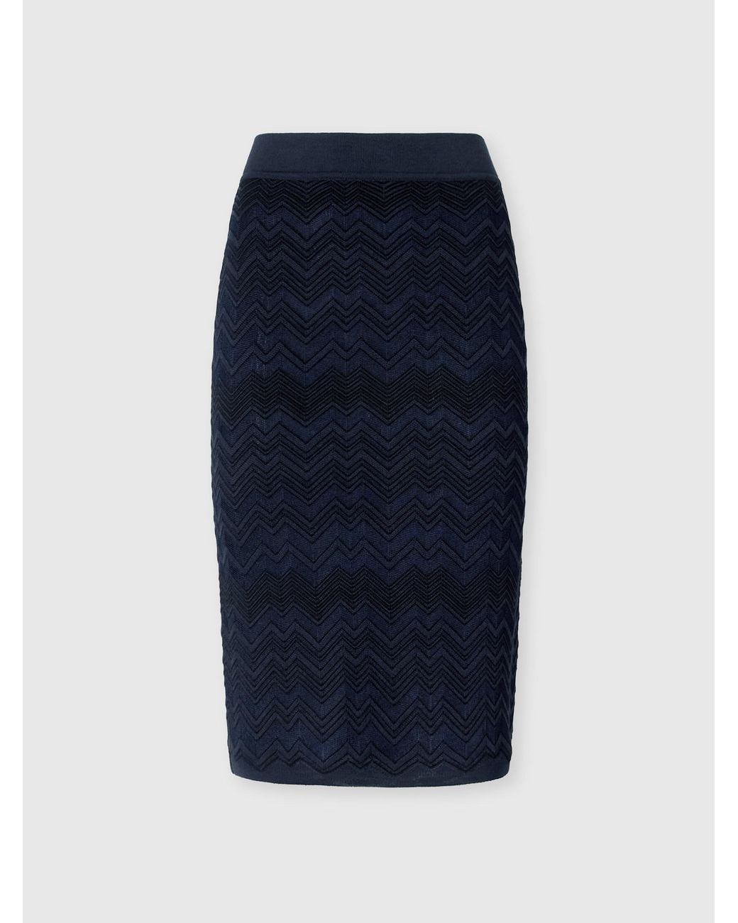 Missoni Blue Chevron Wool And Viscose Mini Skirt