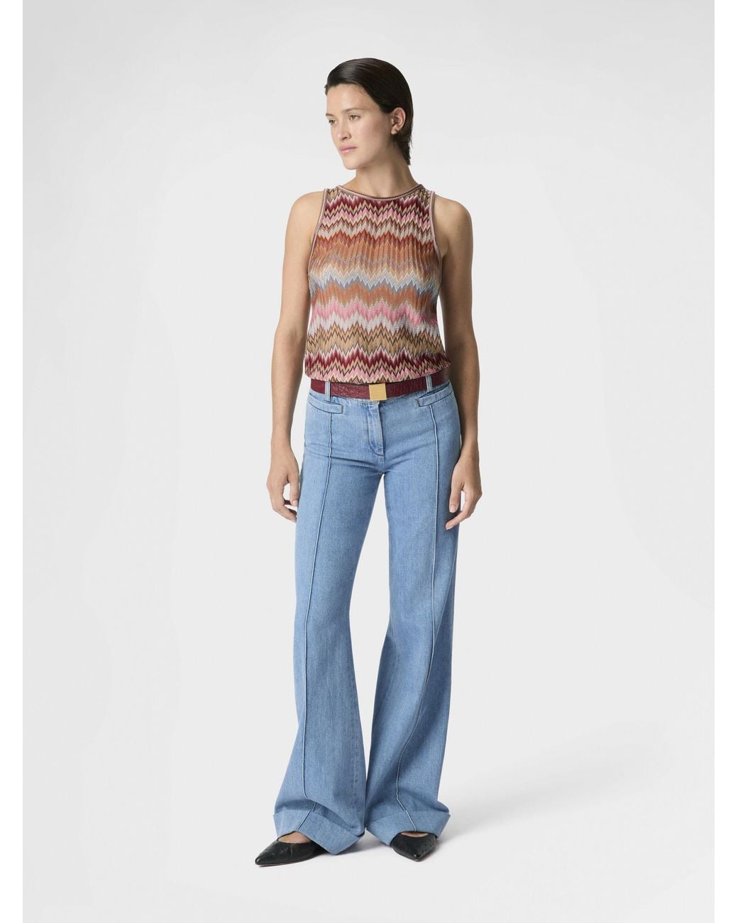 Missoni White Snake-Pattern Viscose Sleeveless Top, & Rust