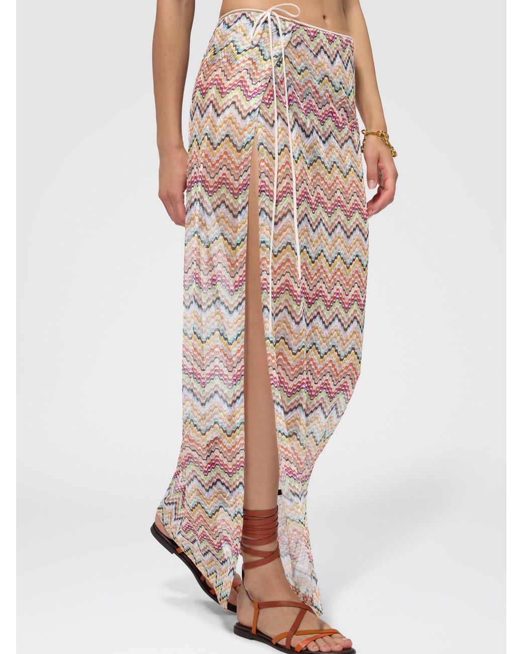 Missoni Natural Long Pareo Skirt With Print