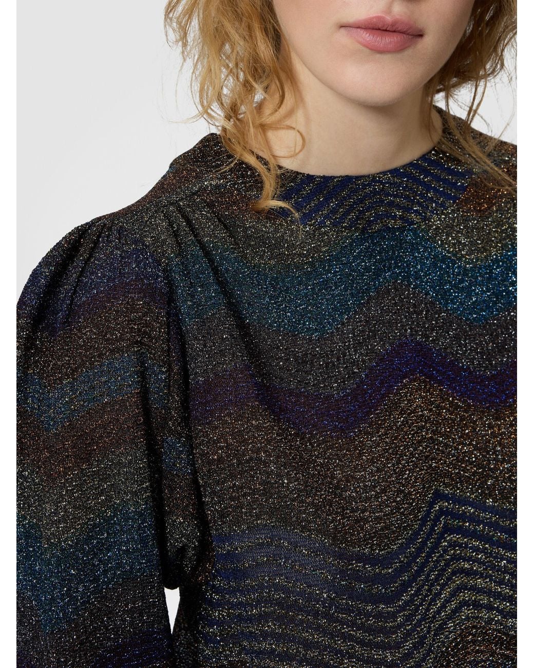 Missoni Black Viscose Lamé Sweater With Wave Motif