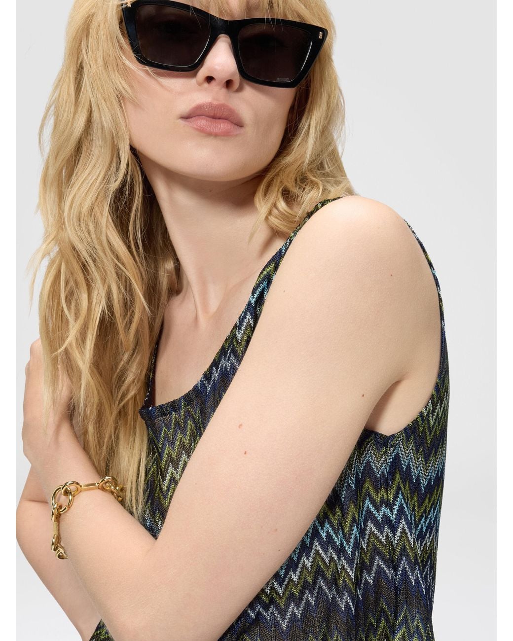 Missoni Multicolor Sleeveless Viscose Top With Snake Motif
