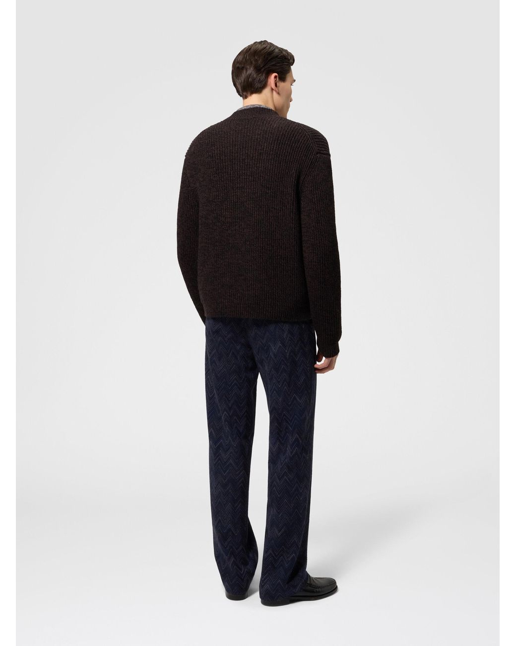 Missoni Black Wool And Viscose Mélange V-Neck Pullover for men