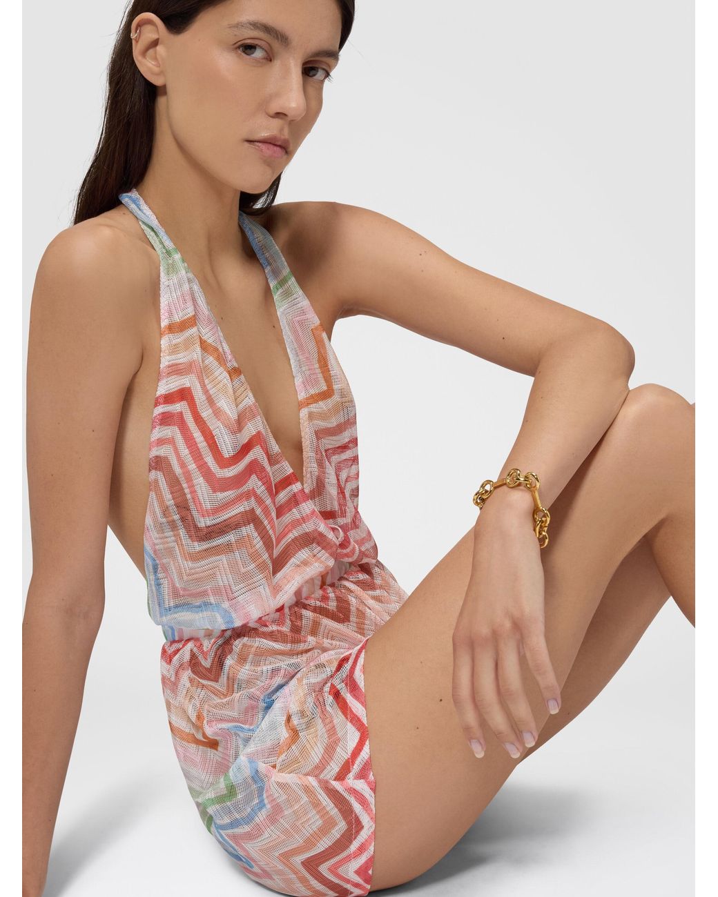 Missoni Pink Short Zig Zag Printed Cover-Up Jumpsuit