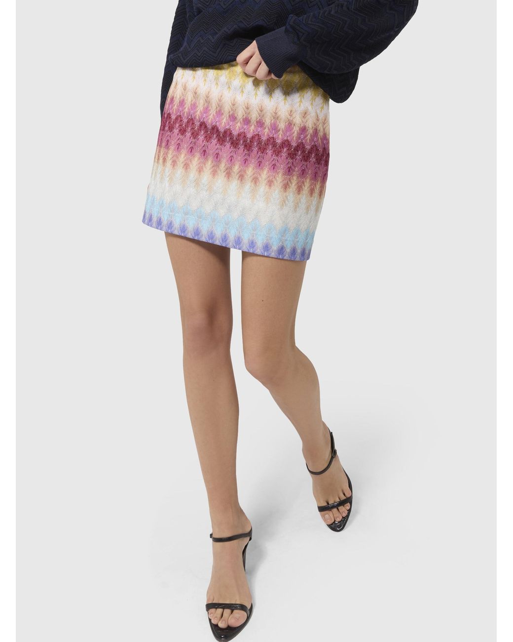 Missoni White Mini Skirt With Dégradé Lace Motif