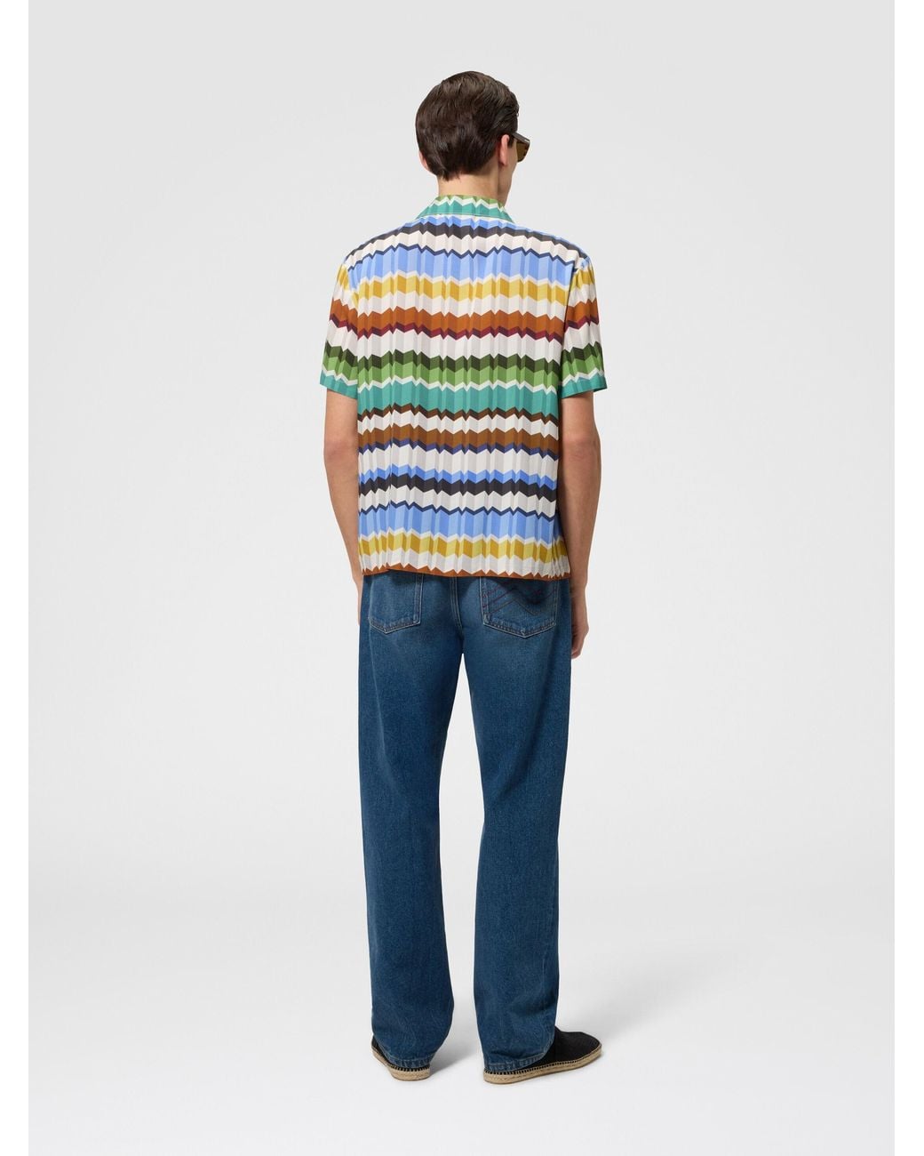 Missoni Gray Zig Zag Viscose Bowling Shirt for men