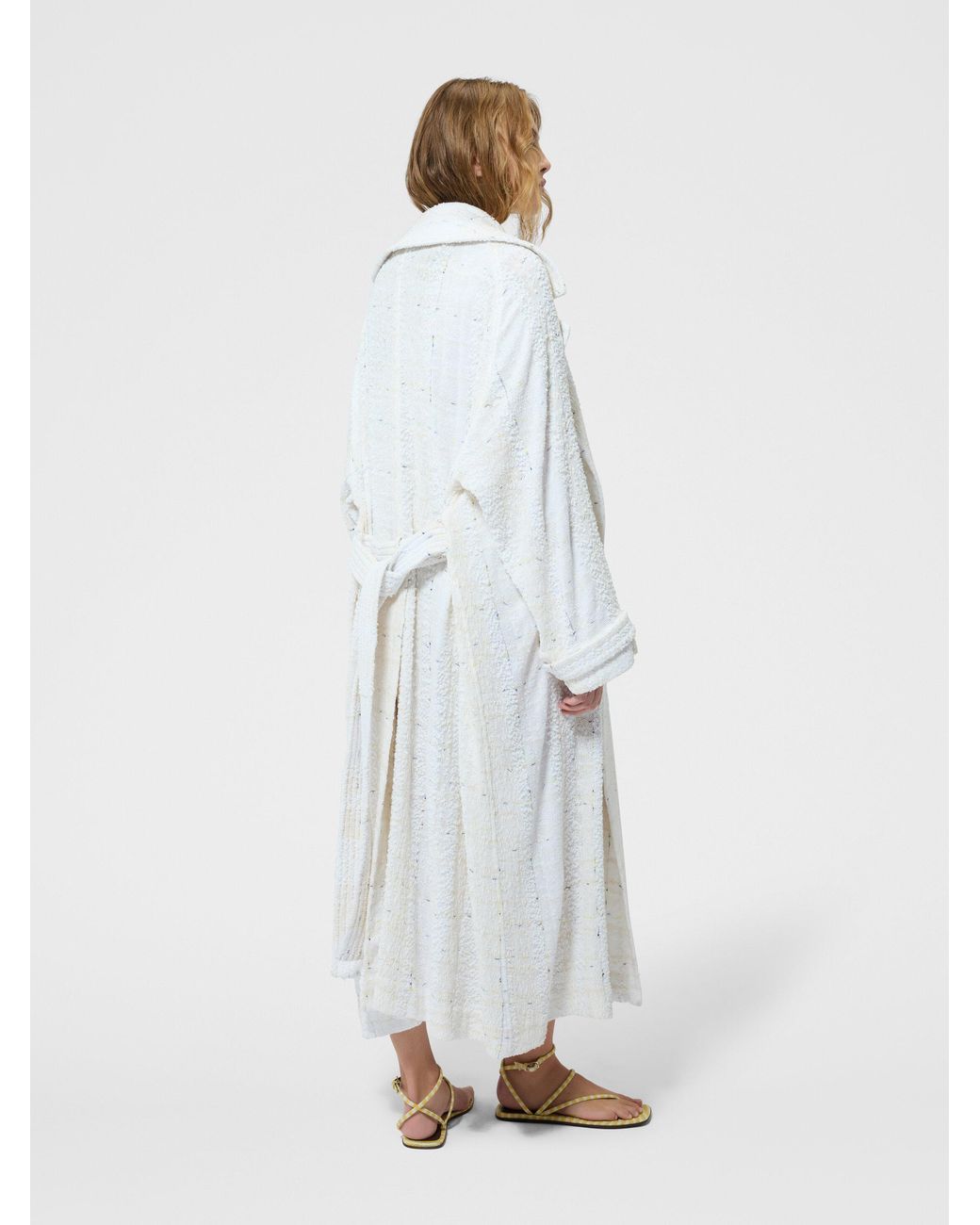 Missoni White Buttonless Trench Coat With Raglan Sleeves