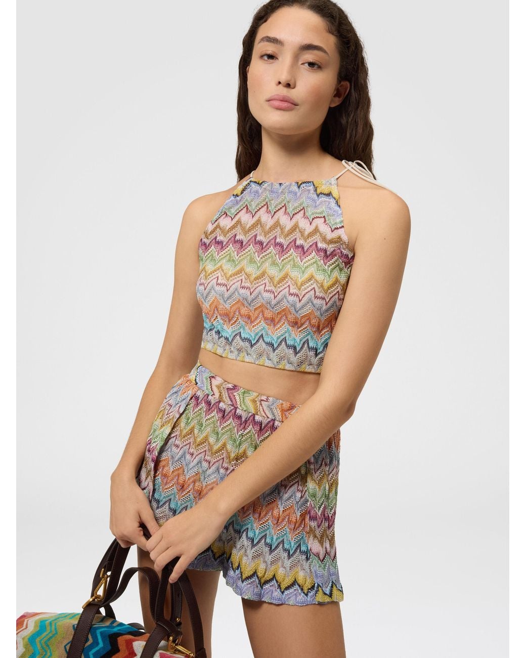 Missoni White Viscose Lamé Cover-Up Shorts