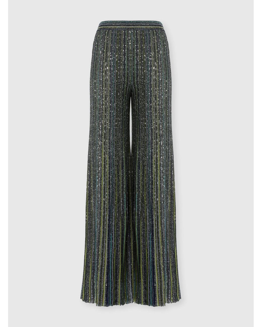 Missoni Gray Ribbed Palazzo Trousers With Sequins
